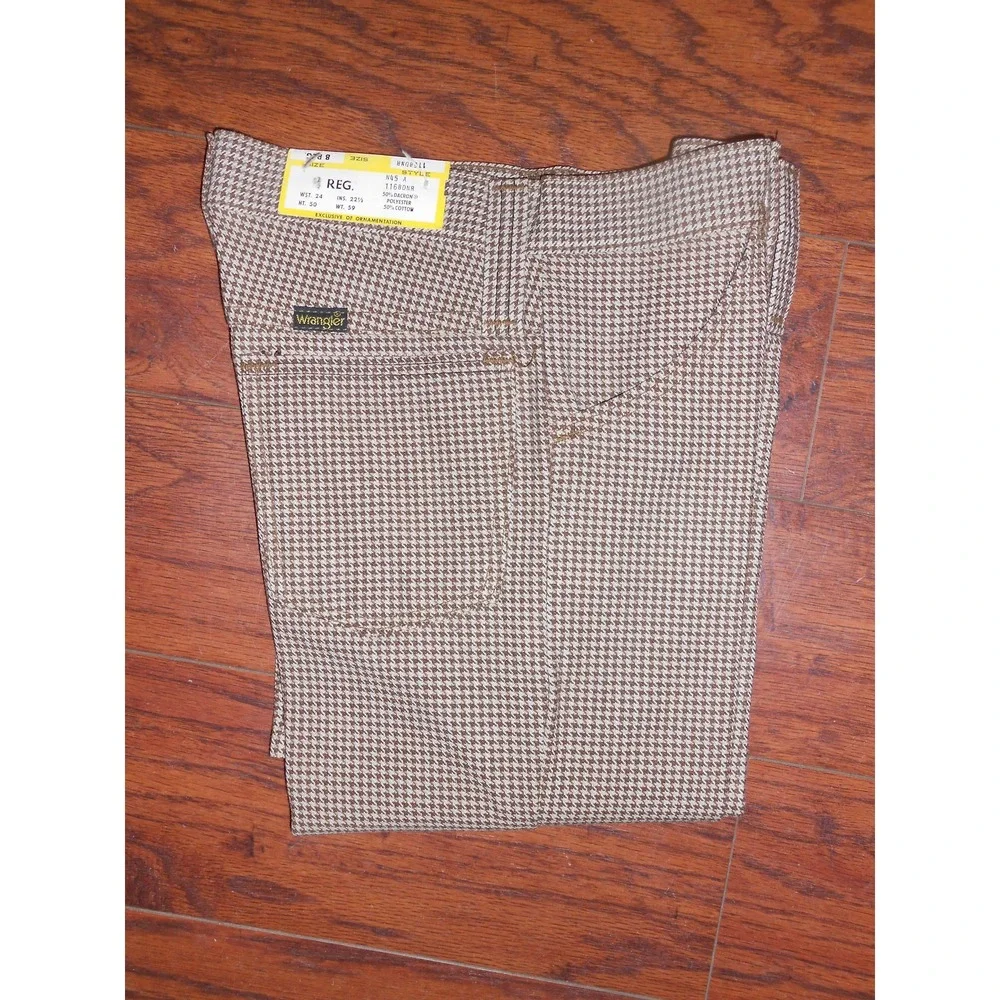 70s Vintage Wrangler Houndstooth Brown Unisex Boys/Girls Size 8 Regular Pants!!!